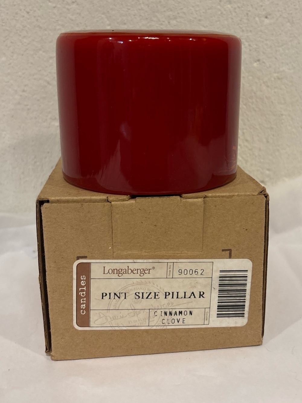 Vintage Longaberger pint pillar candle cinnamon clove 90062